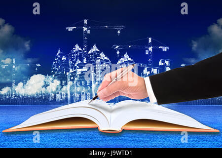 Kontakt der Hände Zeichen des Neubaus für Bau-Business-Thema Stockfoto