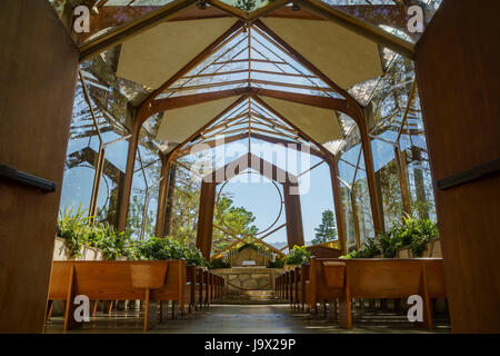 Die schöne Glas-Kirche - Wanderer-Kapelle in Rancho Palos Verdes, Kalifornien Stockfoto