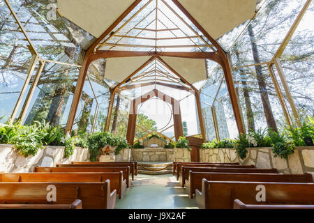 Die schöne Glas-Kirche - Wanderer-Kapelle in Rancho Palos Verdes, Kalifornien Stockfoto