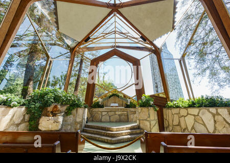 Die schöne Glas-Kirche - Wanderer-Kapelle in Rancho Palos Verdes, Kalifornien Stockfoto