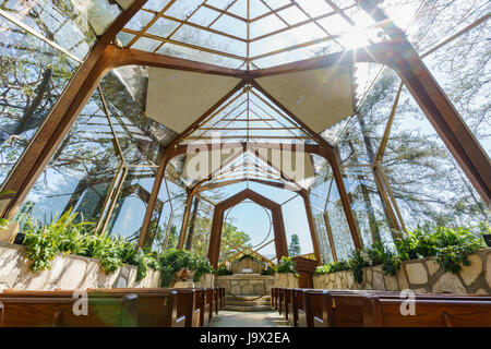 Die schöne Glas-Kirche - Wanderer-Kapelle in Rancho Palos Verdes, Kalifornien Stockfoto