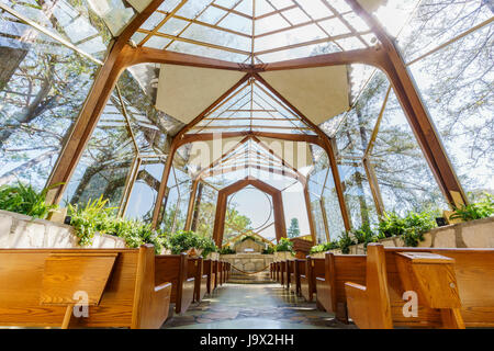 Die schöne Glas-Kirche - Wanderer-Kapelle in Rancho Palos Verdes, Kalifornien Stockfoto