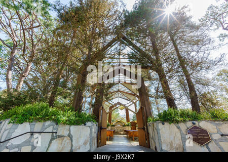 Die schöne Glas-Kirche - Wanderer-Kapelle in Rancho Palos Verdes, Kalifornien Stockfoto