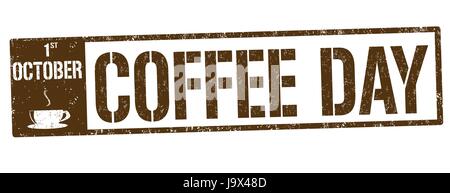 Tag des Kaffees Grunge Stempel auf weißem Hintergrund, Vektor-illustration Stock Vektor