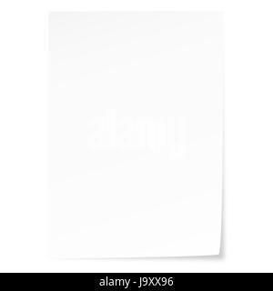 leeres Blatt Papier mit vorspringenden Ecke Stockfoto
