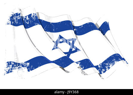 Flagge, Israel, heilige Stadt, Jerusalem, Jude, israelisch, blau, Emblem, Illustration, Stockfoto