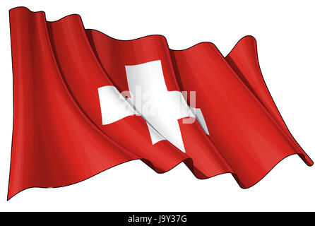 Schweiz, Flagge, Zürich, Emblem, Alpen, Kreuz, Europa, Schweiz, Stockfoto