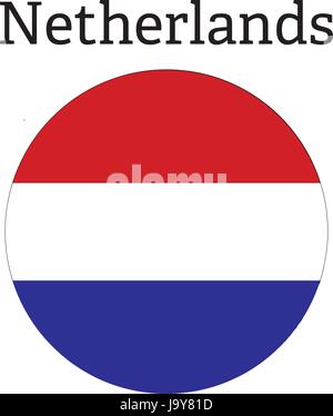 Niederlande Flaggensymbol Runde Schaltflächensymbol Zeichen Stock Vektor