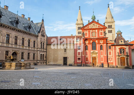 St.-Georgs Basilika auf der Prager Burg, Prag, Tschechische Republik Stockfoto