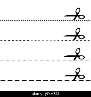 Set - Schere mit gestrichelten Linie Stockfoto