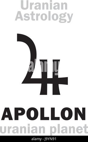 Astrologie-Alphabet: APOLLON, Uranian Planeten (Transneptunische Punkt). Hieroglyphen Charakter Zeichen (einzelnes Symbol). Stock Vektor