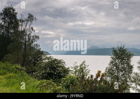 Suche nach unten Ost Ufer von Loch Ness in der Nähe von Eve in den Highlands von Schottland. Stockfoto