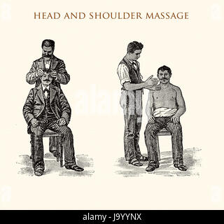 Kopf und Schulter Massage, Vintage illustration Stockfoto