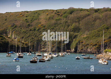 Solva, Pembrokeshire, Wales, UK Leiaure Boote ankern in geschützten Gewässern der Mündung des Flusses Stockfoto