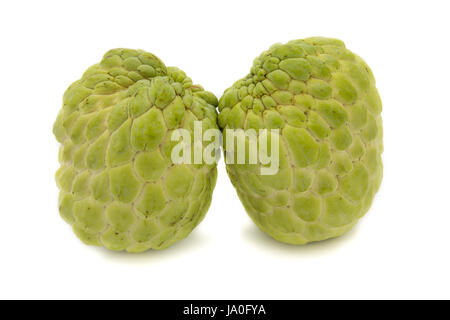 Zucker Apfel oder Custard Apple, Annona, Flaschenbaum isoliert auf weißem Hintergrund ist gebürtige Frucht von thailand Stockfoto