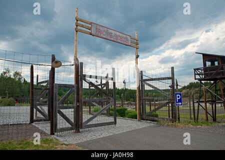 Konzentration Lager Vojna ist ein Outdoor-Museum in der Nähe von Pribram, Tschechische Republik, wo früher inhaftierten Gefangenen des Staates in der kommunistischen Ära der Cou Stockfoto