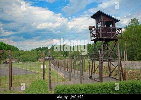 Konzentration Lager Vojna ist ein Outdoor-Museum in der Nähe von Pribram, Tschechische Republik, wo früher inhaftierten Gefangenen des Staates in der kommunistischen Ära der Cou Stockfoto