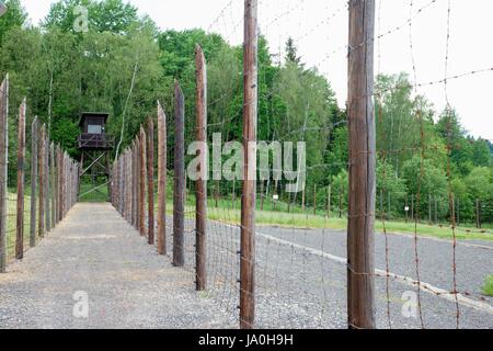 Konzentration Lager Vojna ist ein Outdoor-Museum in der Nähe von Pribram, Tschechische Republik, wo früher inhaftierten Gefangenen des Staates in der kommunistischen Ära der Cou Stockfoto