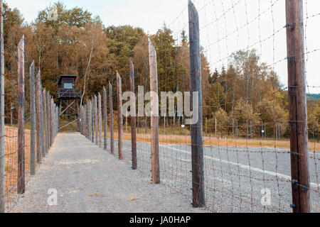 Konzentration Lager Vojna ist ein Outdoor-Museum in der Nähe von Pribram, Tschechische Republik, wo früher inhaftierten Gefangenen des Staates in der kommunistischen Ära der Cou Stockfoto