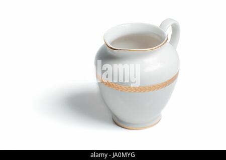 Restaurant, Tasse, Lebensmittel, Nahrung, Tee, Objekt, Kunst, isoliert, Untertasse, Milch, Krug, Stockfoto