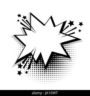 Leere weiße Comic-Buch Text Ballon Pop-Art-Sterne. Blase Symbol Rede Ausdruck. Cartoon-lustige Label-Tag-Ausdruck. Sound-Boom Explosionseffekte. Werbe Stock Vektor