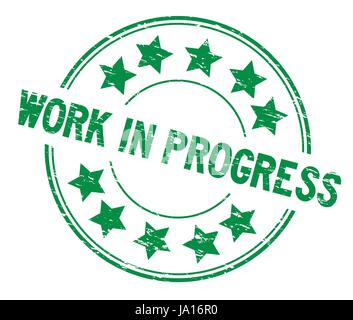 Grunge grüne Ware in Arbeit mit Sternsymbol Runde Siegelstempel auf weißem Hintergrund Stock Vektor