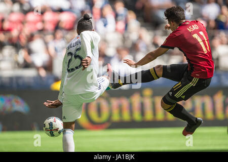 Vancouver, Kanada. 3. Juni 2017. Yamil Asad (11) von Atlanta vereint. in der Luft. Vancouver Atlanta 3-1 Niederlage. Vancouver Whitecaps Vs Atlanta United BC Place Stadium.  © Gerry Rousseau/Alamy Live-Nachrichten Stockfoto