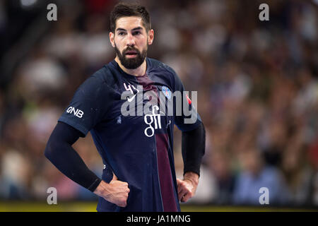 Köln, Deutschland. 4. Juni 2017. Nikola Karabatic von Paris während des Champions-League-Finale vier Handball-Spiels zwischen Paris St. Germain und Vardar Skopje in der Lanxess Arena in Köln, Deutschland, 4. Juni 2017. Foto: Marius Becker/Dpa/Alamy Live News Stockfoto