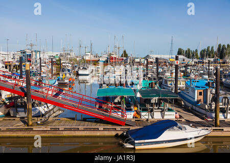 Sehr geschäftigen Hafen Szene in Steveston in Britisch-Kolumbien Stockfoto