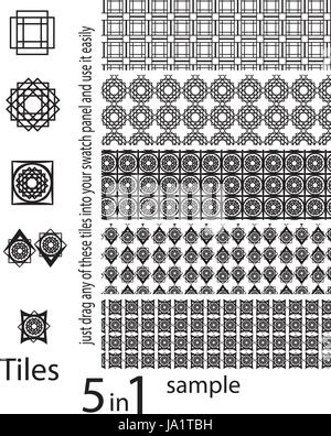 nahtlose Muster der verschiedenen einzigartigen Formen, einzigartig und anders Musterdesigns, Mega Pack Bundle all-in-one-set. Stock Vektor