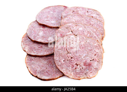 Frankreich, Französisch, Schweinefleisch, Lebensmittel, Nahrungsmittel, isoliert, Studio, Wurst, traditionell, Stockfoto