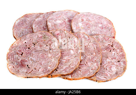 Frankreich, Französisch, Schweinefleisch, Lebensmittel, Nahrungsmittel, isoliert, Studio, Wurst, traditionell, Stockfoto