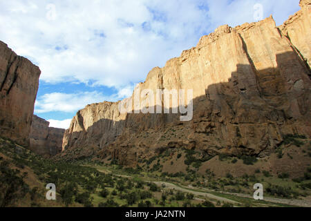 Buitrera Canyon, ein Kletterparadies in Chubut-Tal, Patagonien, Argentinien Stockfoto