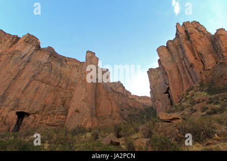 Buitrera Canyon, ein Kletterparadies in Chubut-Tal, Patagonien, Argentinien Stockfoto