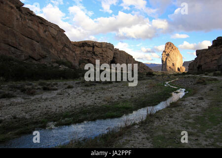 Buitrera Canyon, ein Kletterparadies in Chubut-Tal, Patagonien, Argentinien Stockfoto