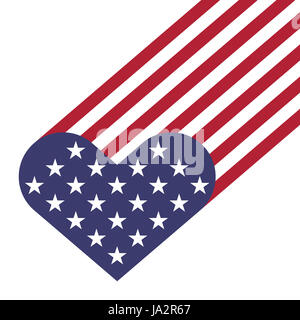 USA Flagge Herzen Form Vektor-Illustration für Independence Day, Gedenktag oder andere Stockfoto