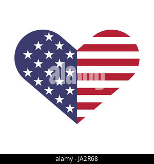 USA Flagge Herzen Form Vektor-Illustration für Independence Day, Gedenktag oder andere Stockfoto