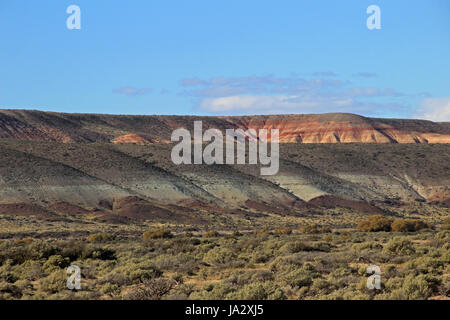 Schöne Badlands im Chubut-Tal, entlang Route 12, Chubut, Argentinien Stockfoto