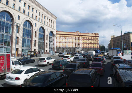 Moskau: das Gebäude der Lubjanka, populärer Name für den Hauptsitz des Kgb und angeschlossene Gefängnis Lubjanka-Platz, ein 1897 neobarocke Gebäude Stockfoto