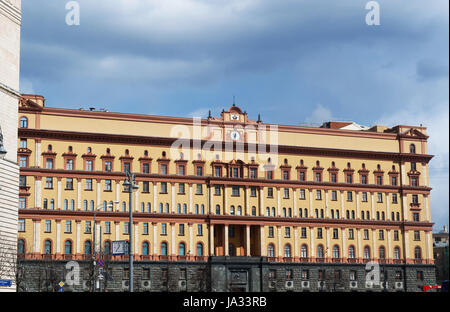 Moskau: das Gebäude der Lubjanka, populärer Name für den Hauptsitz des Kgb und angeschlossene Gefängnis Lubjanka-Platz, ein 1897 neobarocke Gebäude Stockfoto