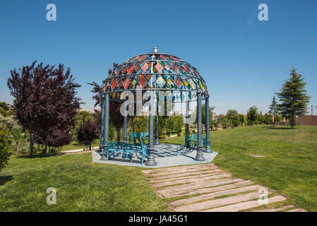 Europa Park in Torrejón de Ardoz, Madrid, Spanien, die einen städtischen Park, wo mit skalierten Denkmäler der berühmteste europäische Wahrzeichen vertreten sind. Stockfoto