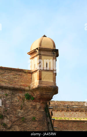 Vedette, Castell de Montjuic, Barcelona, Katalonien, Spanien Stockfoto