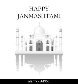 Das Taj Mahal Tempel Silhouette. Die Inschrift ist happy Janmashtami. Abbildung Stock Vektor