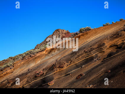 Vulkanischen Schichten, La Tarta, The Cake, Insel Teneriffa, Kanarische Inseln, Spanien. Stockfoto