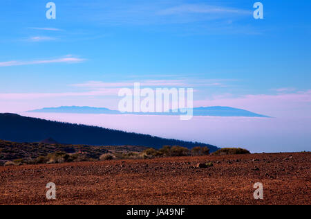 Blick von der Insel Teneriffa, die Insel La Palma, Kanarische Inseln, Spanien. Stockfoto