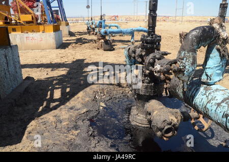 Öl Presslufthämmer Xinjiang, China. Nickend Esel Aufpumpen Öl Stockfoto