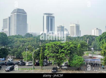 Skyline von Jakarta, die Hauptstadt Indonesiens, liegt auf einer Insel namens Java Stockfoto
