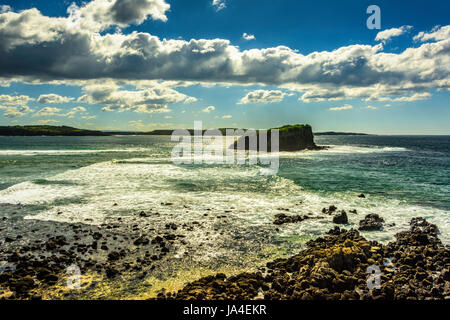 Ansichten der Minnamurra River Eingang, Punkt und Stack-Insel Stockfoto