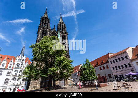 Domplatz, Meißner Dom, Sachsen, Deutschland Europa Stockfoto