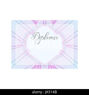 Guilloche offizielle rosa Zertifikat mit Rahmen, horizontale Stock Vektor